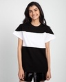 Shop Black-White-Black 90's Vibe Boyfriend Panel T-Shirt-Front