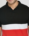 Shop Black-White-Imperial Red Triple Block Polo T-Shirt
