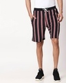 Shop Black-White-Imperial Red Vertical Stripe Shorts-Front