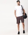Shop Black-White-Imperial Red Vertical Stripe Shorts-Full