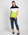 Shop Black-White-Neon Green 90's Vibe Boyfriend Panel T-Shirt-Full