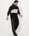 Shop Men's Black & White Color Block Plus Size  Hoodie-Full