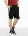 Shop Jet Black-White Runner Fleece Shorts-Front