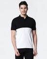 Shop Black-White Two Block Polo T-Shirt-Front
