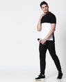 Shop Black-White Two Block Polo T-Shirt-Full