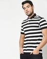 Shop Black & WhiteHalf Sleeve Stripes Polo-Front