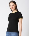 Shop Black Women Half sleeve Plain Rib T-Shirt-Design