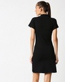 Shop Black Women High Neck Rib Dress-Design