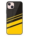 Shop Black Yellow Stripe Premium Glass Case for Apple Iphone 13 Mini (Shock Proof, Scratch Resistant)-Front
