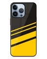 Shop Black Yellow Stripe Premium Glass Case for Apple Iphone 13 Pro Max (Shock Proof, Scratch Resistant)-Front