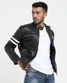 Shop Black Zip Pocket Faux Leather Jacket-Front