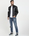 Shop Black Zip Pocket Faux Leather Jacket-Full