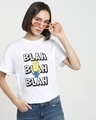 Shop Women's White Blah Minion Graphic Printed Boyfriend T-shirt-Front