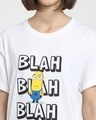 Shop Women's White Blah Minion Graphic Printed Boyfriend T-shirt