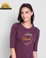 Shop Blessed Gold Round Neck 3/4th Sleeve T-Shirt (GOLD PRINT)-Front
