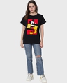 Shop Women's Black Blocked Mickey Graphic Printed Boyfriend T-shirt-Design