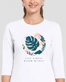 Shop Bloom Wildly Round Neck 3/4th Sleeve T-shirt For Women's-Front