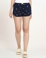 Shop Women's Blue Geometric Printed Boxer Shorts-Front