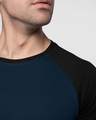 Shop Blue & Black Half Sleeve Raglan T-Shirt