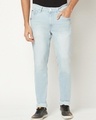 Shop Men's Blue Washed Skinny Fit Jeans-Front