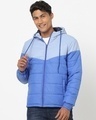 Shop Men's Blue Color Block Puffer Jacket-Front