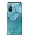 Shop Blue Golden Glitter Premium Glass Case for Samsung Galaxy S20 FE (Shock Proof, Scratch Resistant)-Front