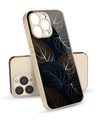 Shop Blue Golden Leaves Metallic Glod Premium Glass Case for Apple iPhone 13 Pro-Front