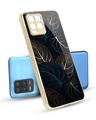 Shop Blue Golden Leaves Metallic Glod Premium Glass Case for Realme 8-Front