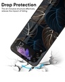 Shop Blue Golden Leaves Premium Glass Case for Samsung Galaxy Z Flip4 5G (Shock Proof, Scratch Resistant)-Design