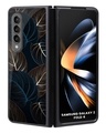 Shop Blue Golden Leaves Premium Glass Case for Samsung Galaxy Z Fold4 5G (Shock Proof, Scratch Resistant)-Front