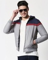 Shop Men's Blue & Grey Color Block Puffer Jacket-Front