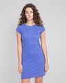 Shop Blue Haze Cap Sleeve Plain T-Shirt Dress-Front