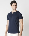Shop Blue Henley Half Sleeve T-Shirt-Design