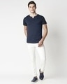 Shop Blue Henley Half Sleeve T-Shirt