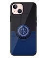Shop Blue Leather Wallet Premium Glass Case for Apple Iphone 13 Mini (Shock Proof, Scratch Resistant)-Front