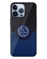 Shop Blue Leather Wallet Premium Glass Case for Apple Iphone 13 Pro Max (Shock Proof, Scratch Resistant)-Front