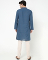 Shop Men's Blue Mandarin Collar Straight Relaxed Fit Long Kurta-Full