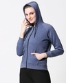 Shop Blue Melange Zipper Hoodie-Design