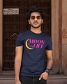 Shop Pack of 2 Unisex Blue Moon & Sun Typography Couple T-shirt-Design