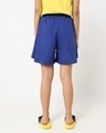 Shop Women's Blue Pixelated Bello Minion Graphic Printed Flared Shorts-Design