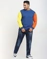 Shop Men's Blue Quartz Contrast Sleeve Color Block Plus Size Sweatshirt-Full