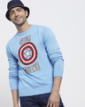 Shop Men's Blue Super Slodier Typography Flat Knit Sweater-Front