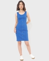Shop Blue sleeveless bodycon Slim Fit Dress-Full