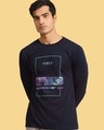Shop Men's Blue Vibes Graphic Printed T-shirt-Front