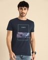 Shop Blue Vibes Half Sleeve T-Shirt Navy Blue-Front