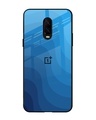 Shop Blue Wave Abstract Premium Glass Case for OnePlus 6T (Shock Proof, Scratch Resistant)-Front