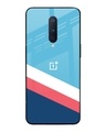 Shop Blue & White Stripes Premium Glass Case For OnePlus 8(Shock Proof, Scratch Resistant)-Front