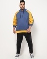 Shop Men's Blue & Yellow Color Block Plus Size Hoodie-Full