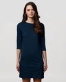 Shop Boat Neck 3/4th Sleeve T-shirt Dress-Front