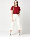 Shop Bold Red Boxy Slim Fit Crop Top-Full